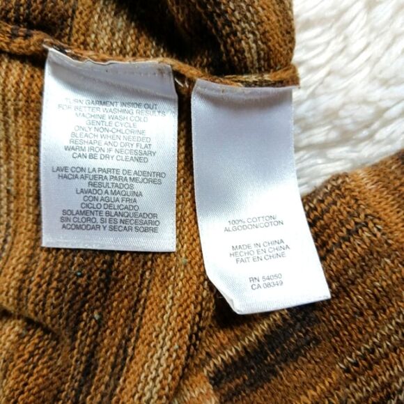 Jones New York Sport Striped Earth Toned Turtleneck with Tassel Hemline Medium. - Picture 5 of 11